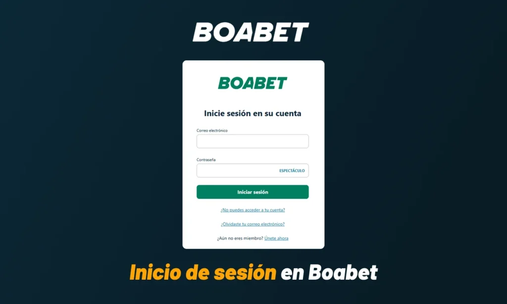 Página de inicio de sesión de Boabet para acceder a la cuenta